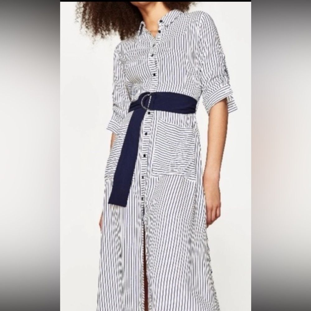 Zara Basic Collection Button Front Side Slit Stri… - image 2